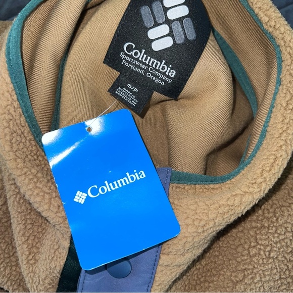 Columbia Vest Men's Small Helvetia Jacket Sherpa Fleece Brown Tan C5 - Picture 8 of 8